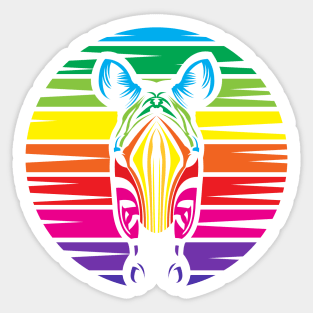 Rainbow zebra. Cheerful bright motley zebra Sticker